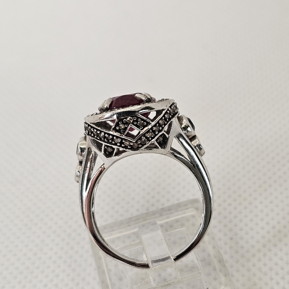 Genuine Rarities Carol Brodie Ruby, Champagne Diamonds & Blue Topaz Sz 7.75 - Picture 9 of 17